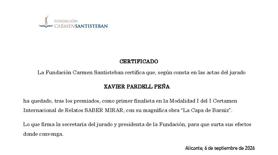 Diploma o acta: «La capa de barniz»